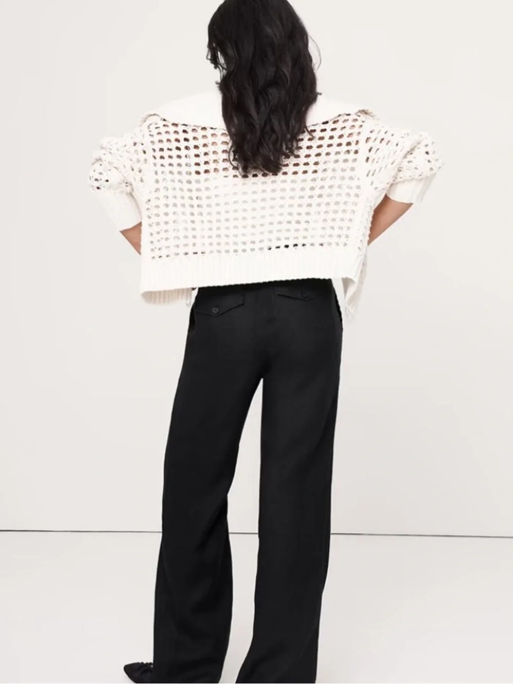 NWT Banana Republic M Black The Everyday Wide Leg Pant in Linen